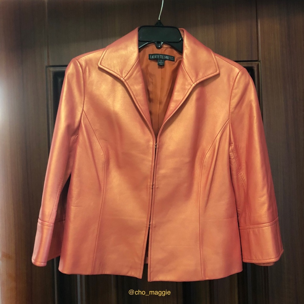 Lafayette 148 Pink Leather Jacket